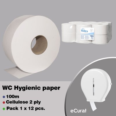 WC Туалетная гигиеническая бумага 100м (уп. 1 x 12 шт.) RZ100M2STA12WC фото