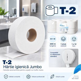 T-2 - H&acirc;rtie igienica - 200m - (pachet 1 x 12 buc.) RZ200M1STA12T2 fotografie
