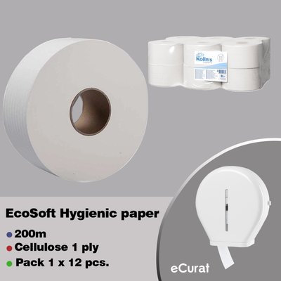 EcoSoft Hygienic toilet paper 200m (pack 1 x 12 pcs.) RZ200M1STA12ES photo