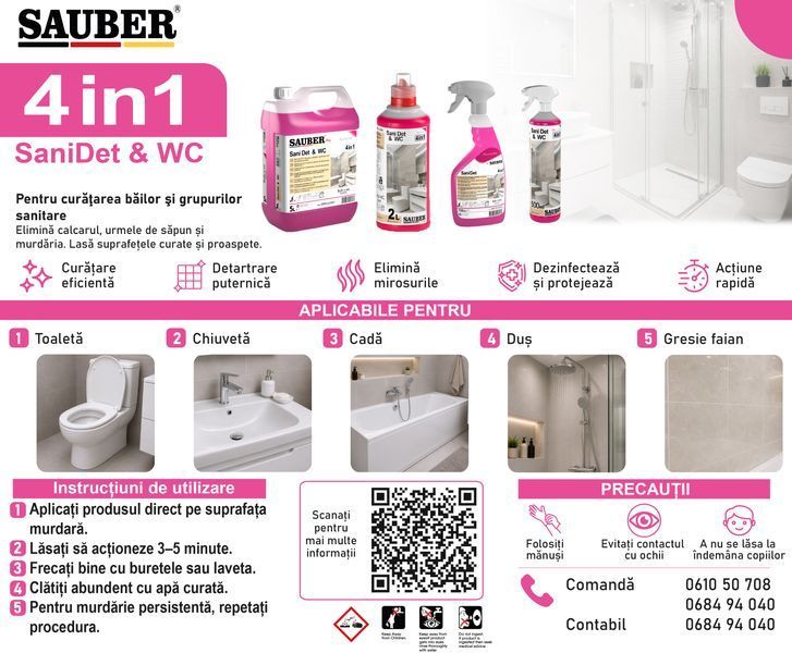 4in1 - Pentru bai si WC - SaniDet - 1L 4in1 fotografie