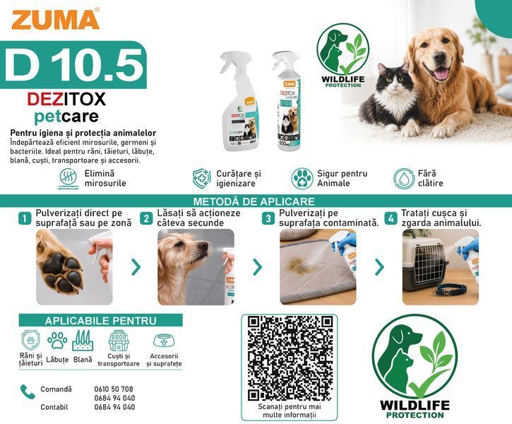 D10.5 - Dezinfectant pentru animale de companie - DEZitox Petcare - 500ml D10.5 fotografie